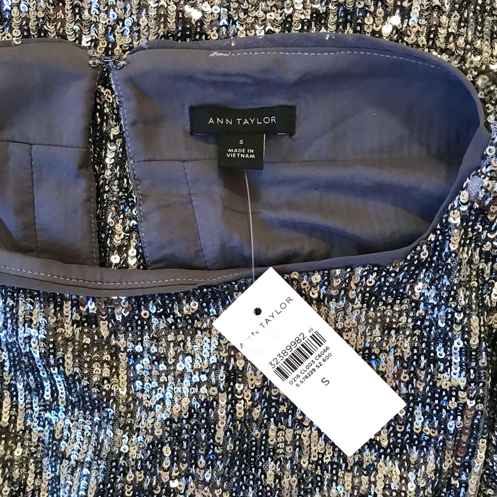 NWT Ann Taylor Silver Sequin Shift Cocktail Dress - Picture 11 of 16